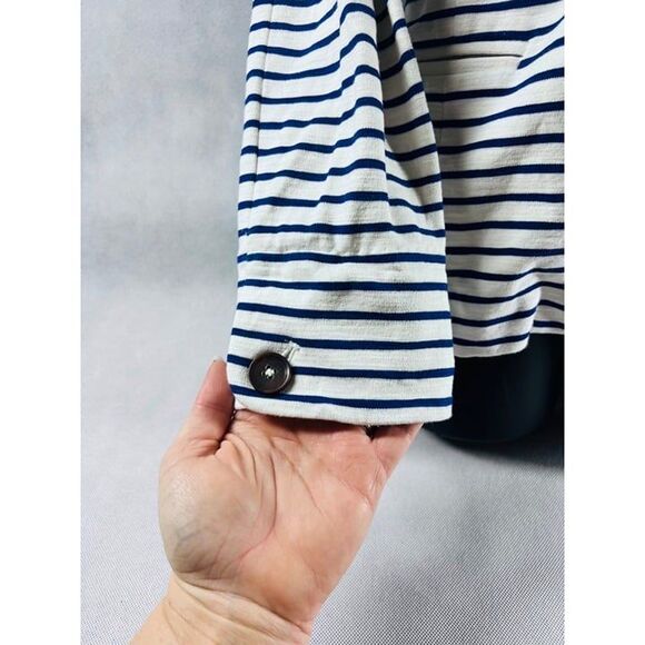 J.Crew Maritime Blazer In Dragonfly Blue Striped Cotton Knit Jacket M - Picture 6 of 12